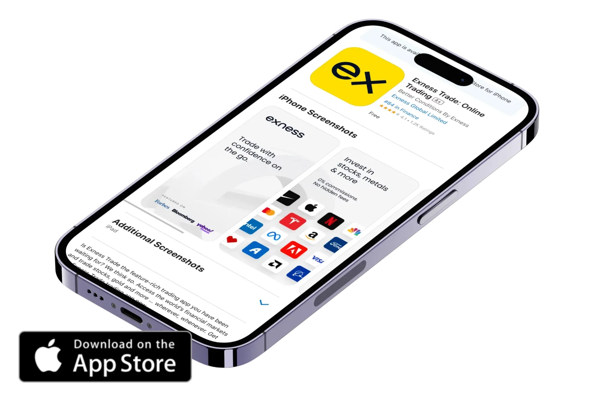 Exness app for iPhone