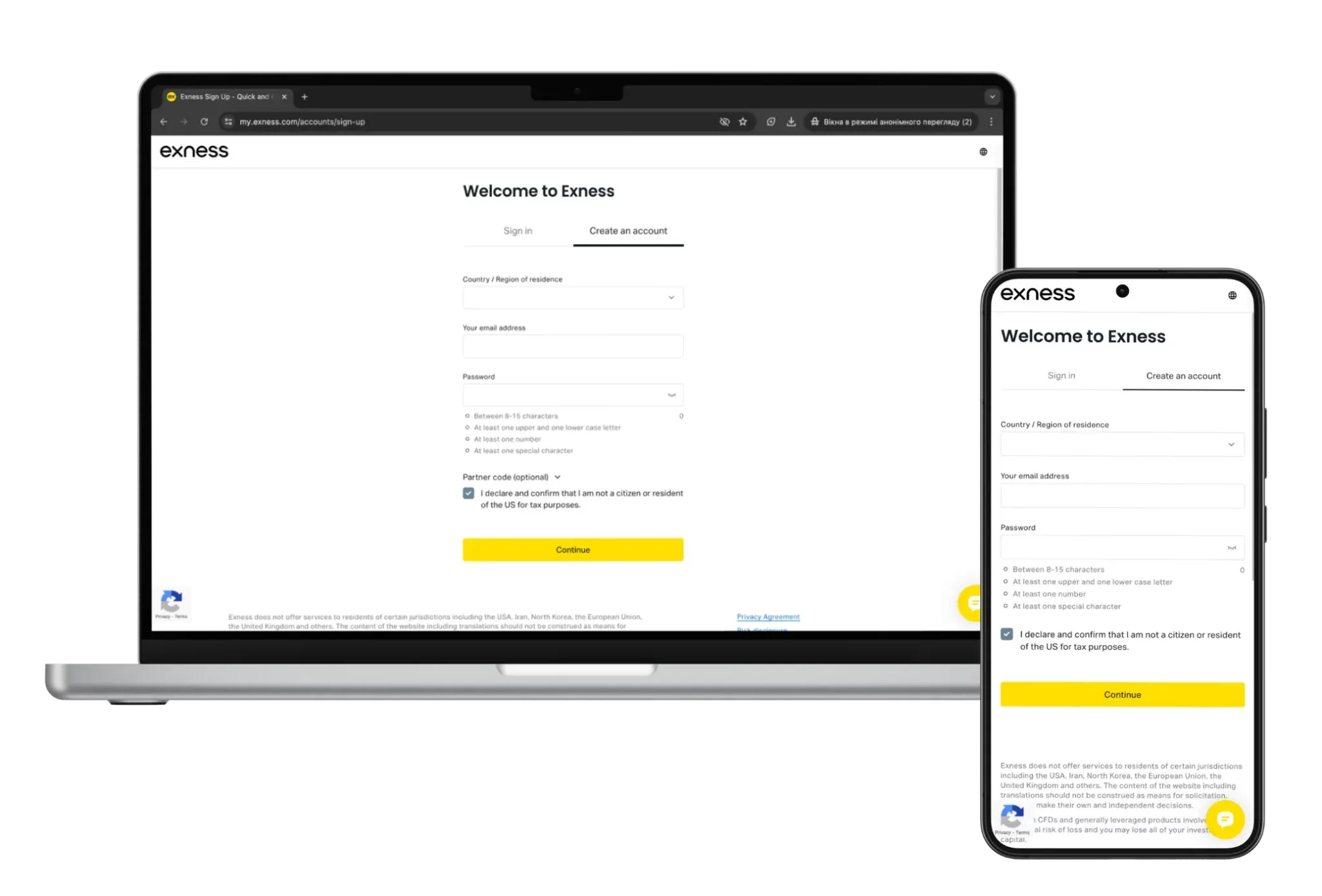 Exness Registration